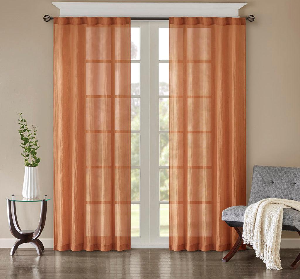 Olliix.com Curtains - Harper 84" Solid Crushed Window Panel Pair Spice