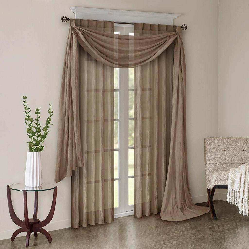 Olliix.com Curtains - Harper 84" Solid Crushed Window Panel Pair Taupe