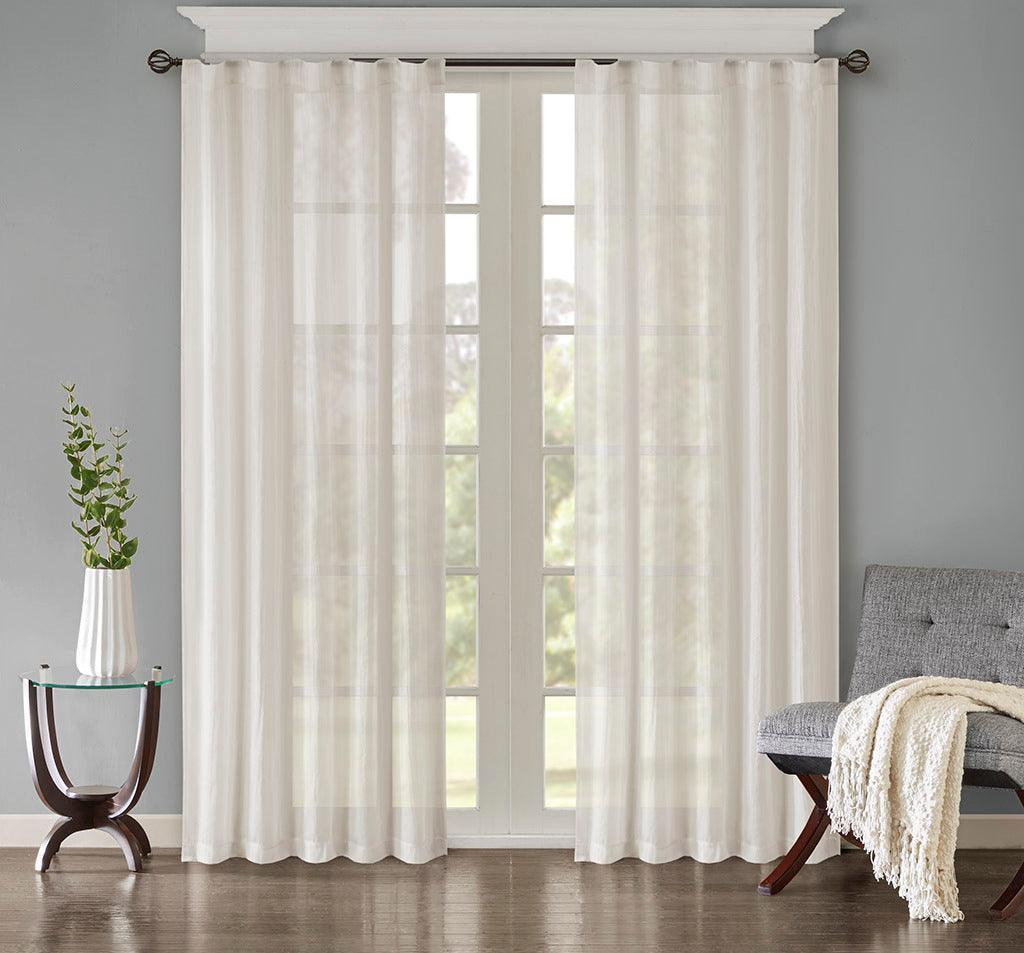 Olliix.com Curtains - Harper 84" Solid Crushed Window Panel Pair White