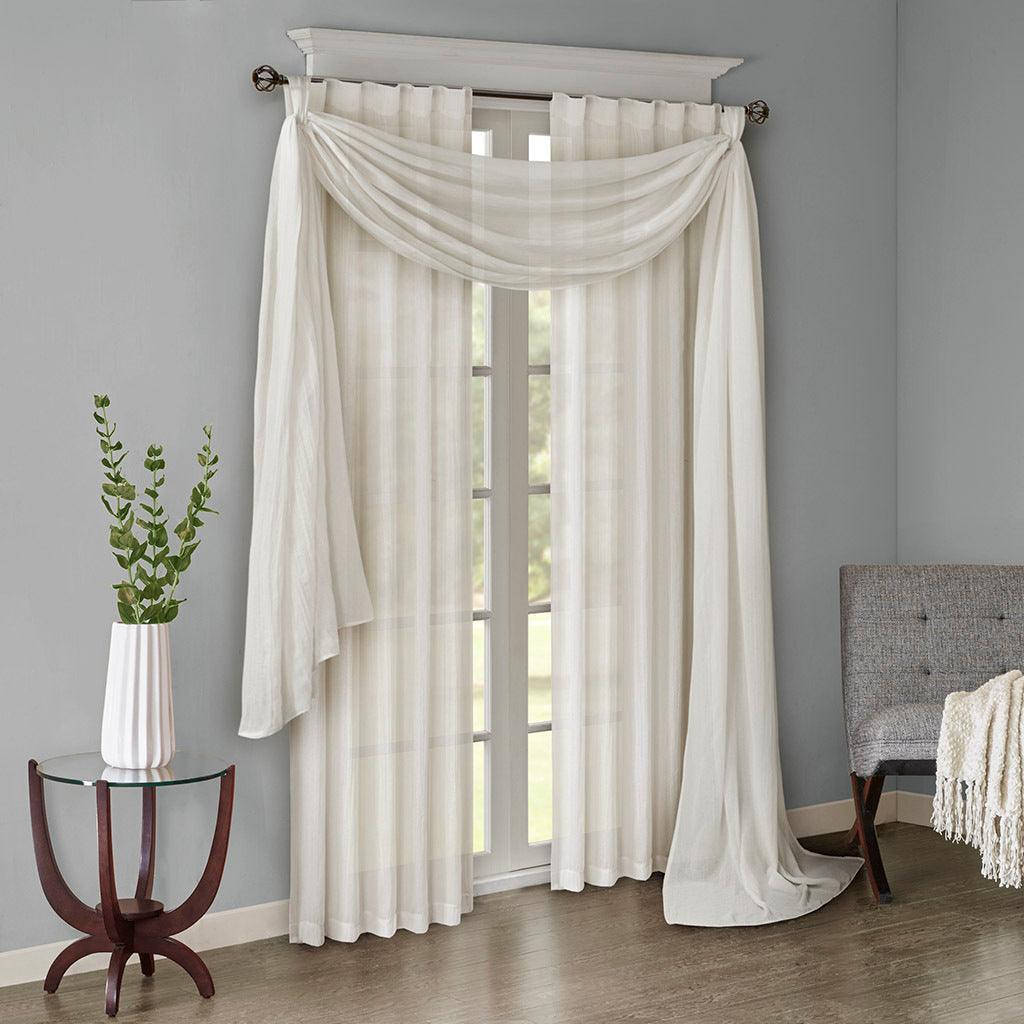 Olliix.com Curtains - Harper 84" Solid Crushed Window Panel Pair White