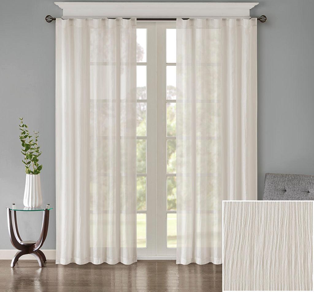 Olliix.com Curtains - Harper 84" Solid Crushed Window Panel Pair White