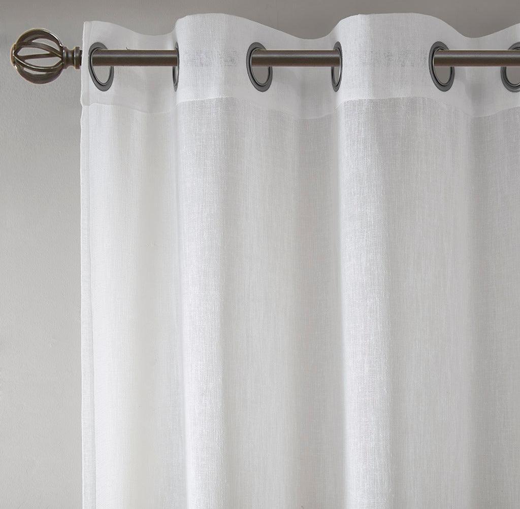 Olliix.com Curtains - Hayden 84" Woven Faux Linen Striped Window Sheer Neutral