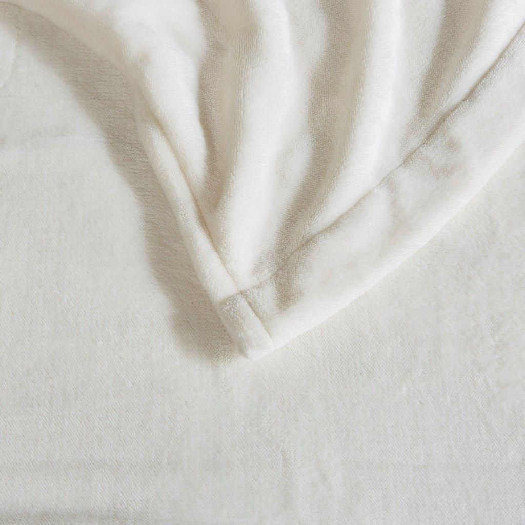 Olliix.com Comforters & Blankets - Heated Plush Queen Blanket Ivory