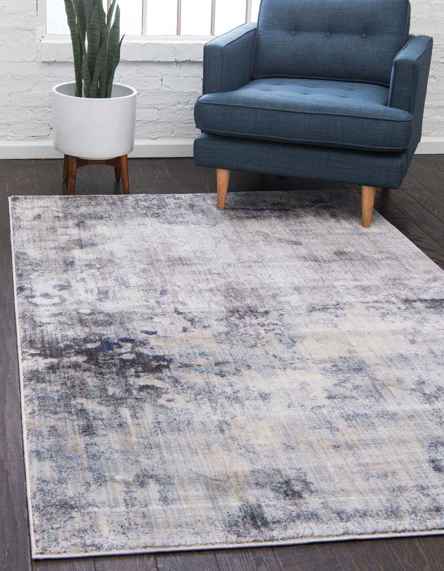 Unique Loom Indoor Rugs - Helios Abstract Rectangular 8x10 Rug Gray & Ivory