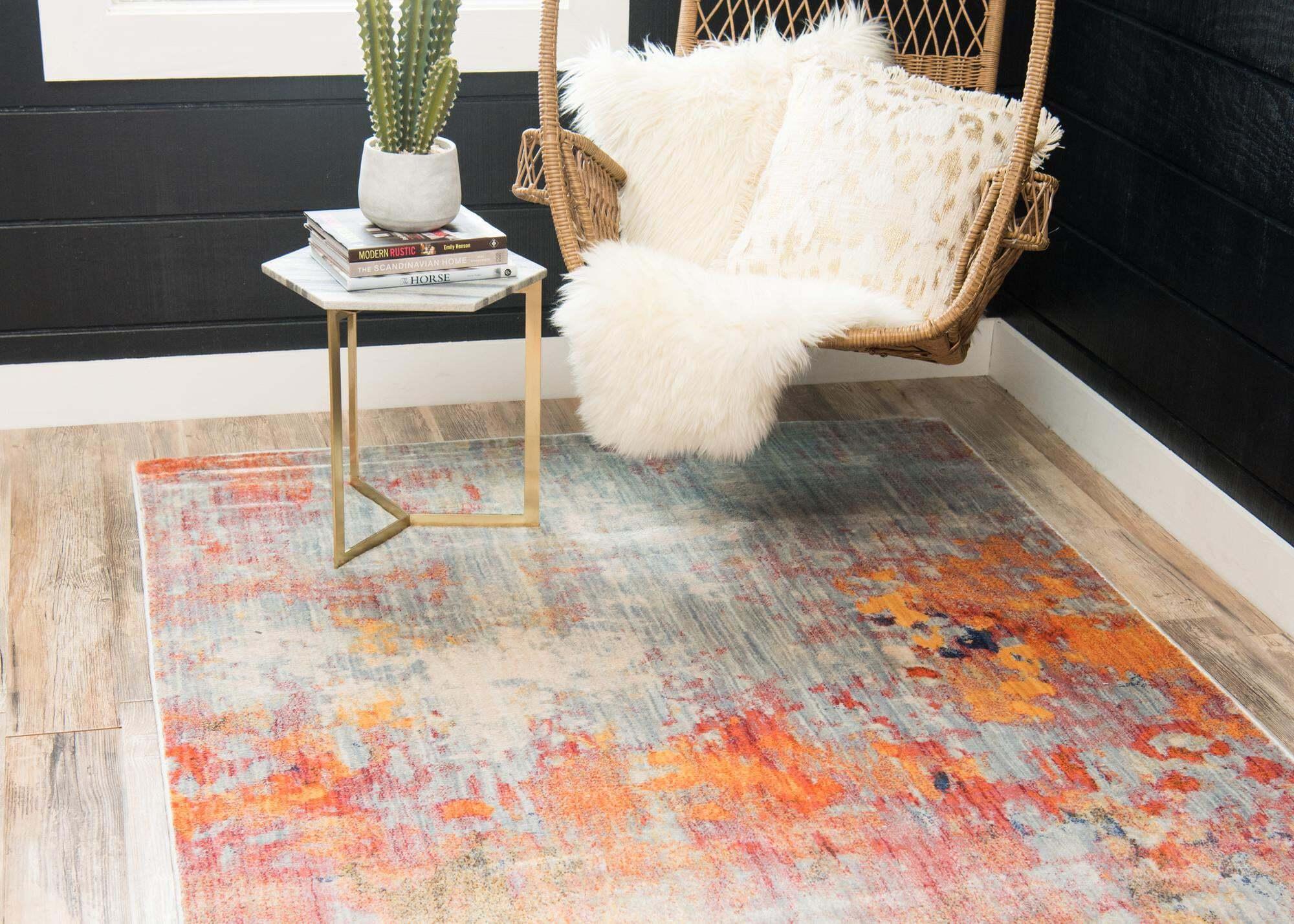 Unique Loom Indoor Rugs - Helios Abstract Rectangular 8x10 Rug Multi & Peach