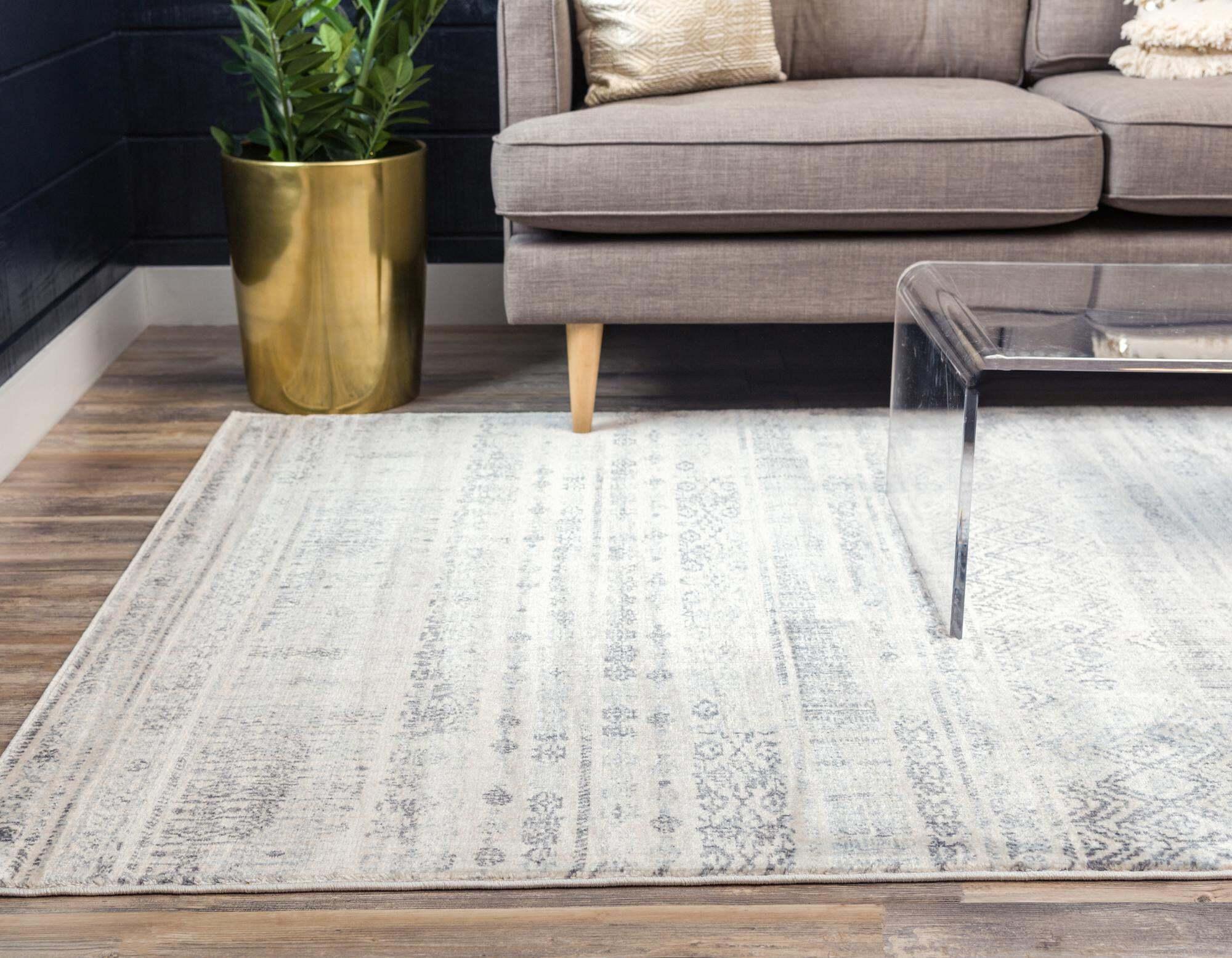 Unique Loom Indoor Rugs - Helios Geometric Rectangular 8x10 Rug Beige & Gray