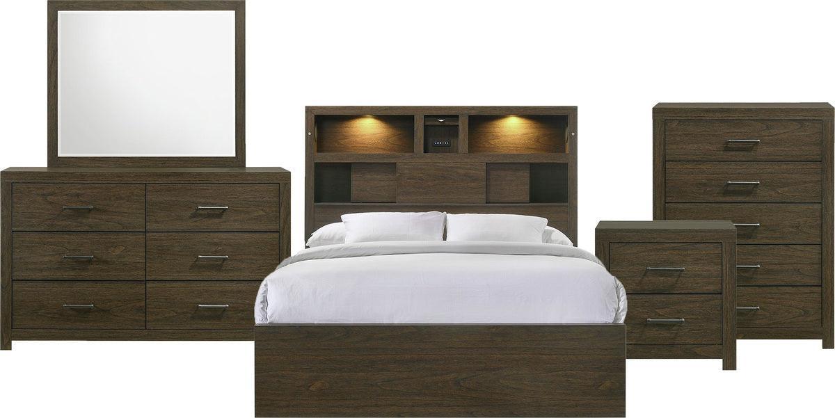 Elements Bedroom Sets - Hendrix King Music 5Pc Bedroom Set In Walnut