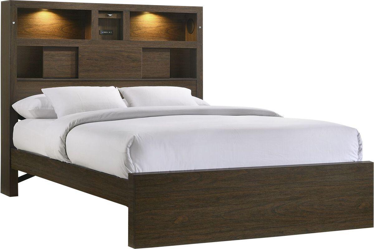 Elements Bedroom Sets - Hendrix Queen Music 3Pc Bedroom Set In Walnut