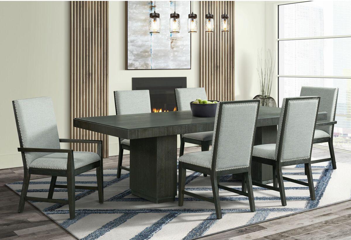 Elements Dining Sets - Holden 7PC Standard Height Dining Set-Table, Four Side Chairs & Two Arm Chairs in Gray Black & Gray