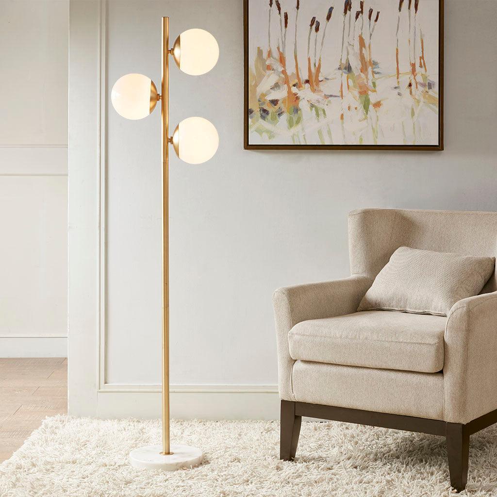 Olliix.com Floor Lamps - Holloway Floor Lamp White & Gold