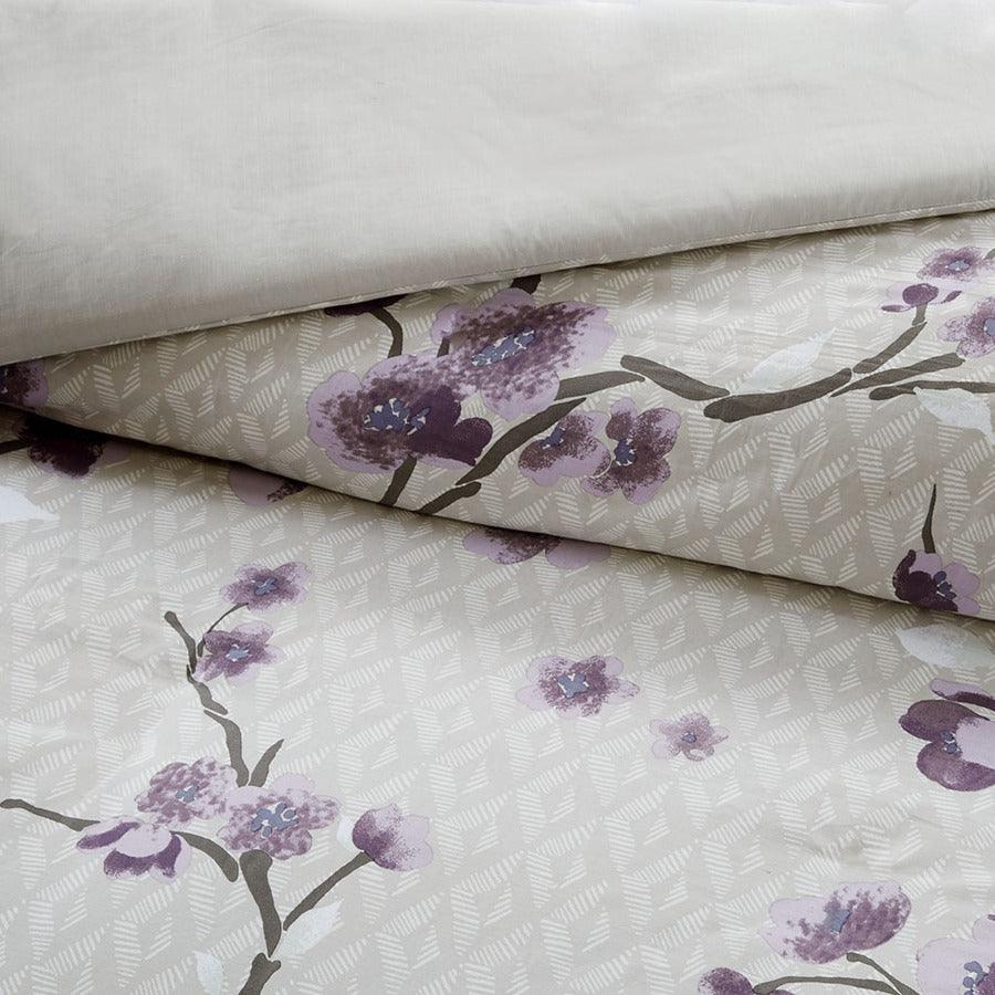 Olliix.com Duvet & Duvet Sets - Holly Transitional 7 Piece Cotton Duvet Cover Set Full/Queen Purple