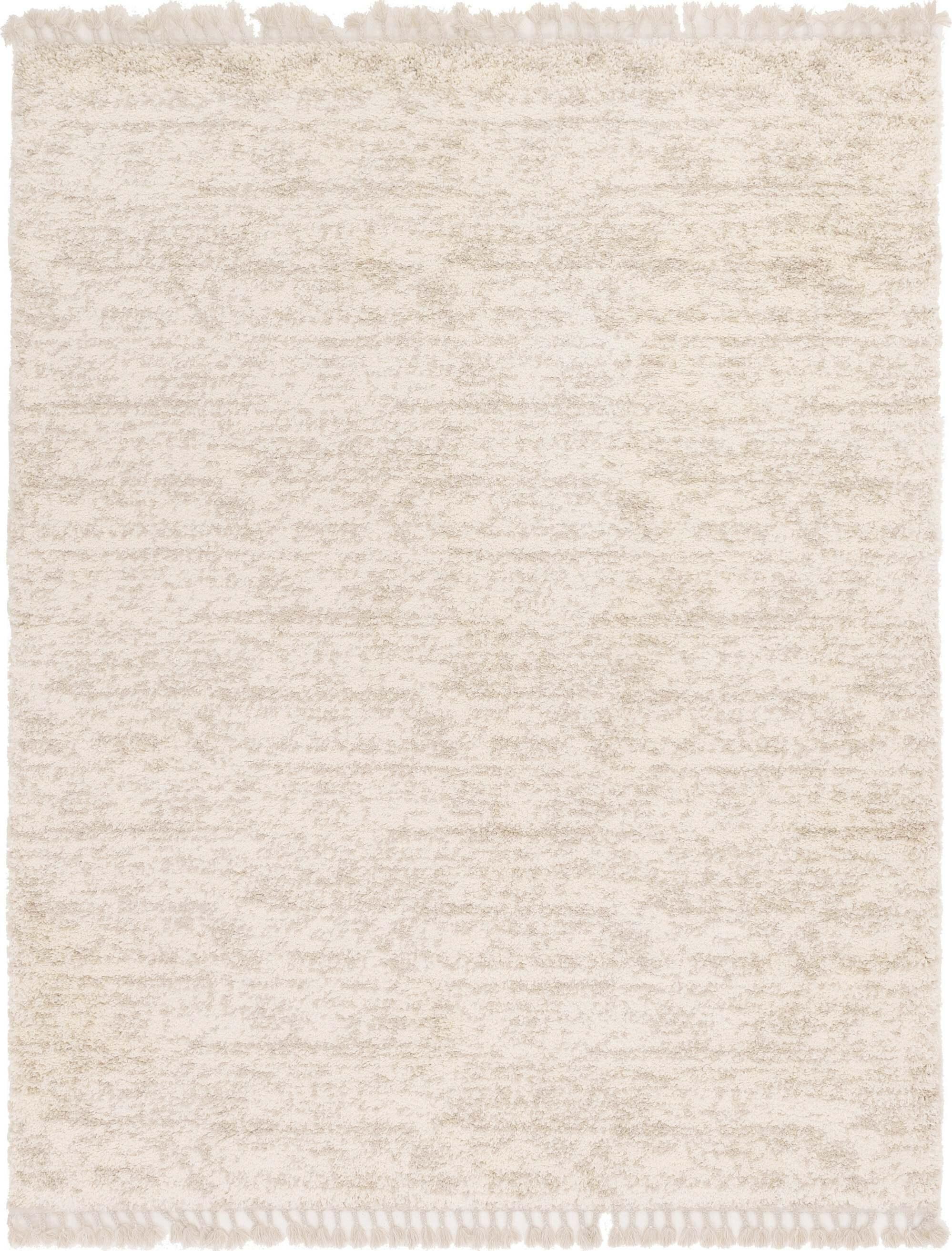 Unique Loom Indoor Rugs - Hygge Shag Abstract Rectangular 8x10 Rug Ivory & Tan