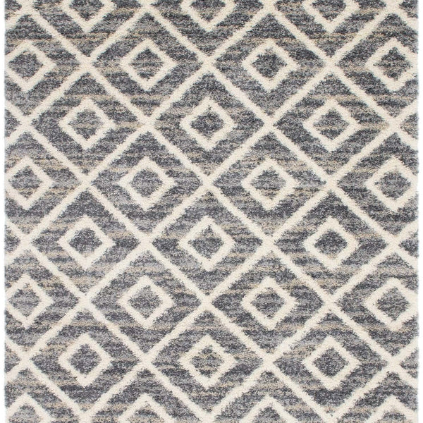 Shop Hygge Shag Geometric Rectangular 9x12 Rug Gray & Ivory