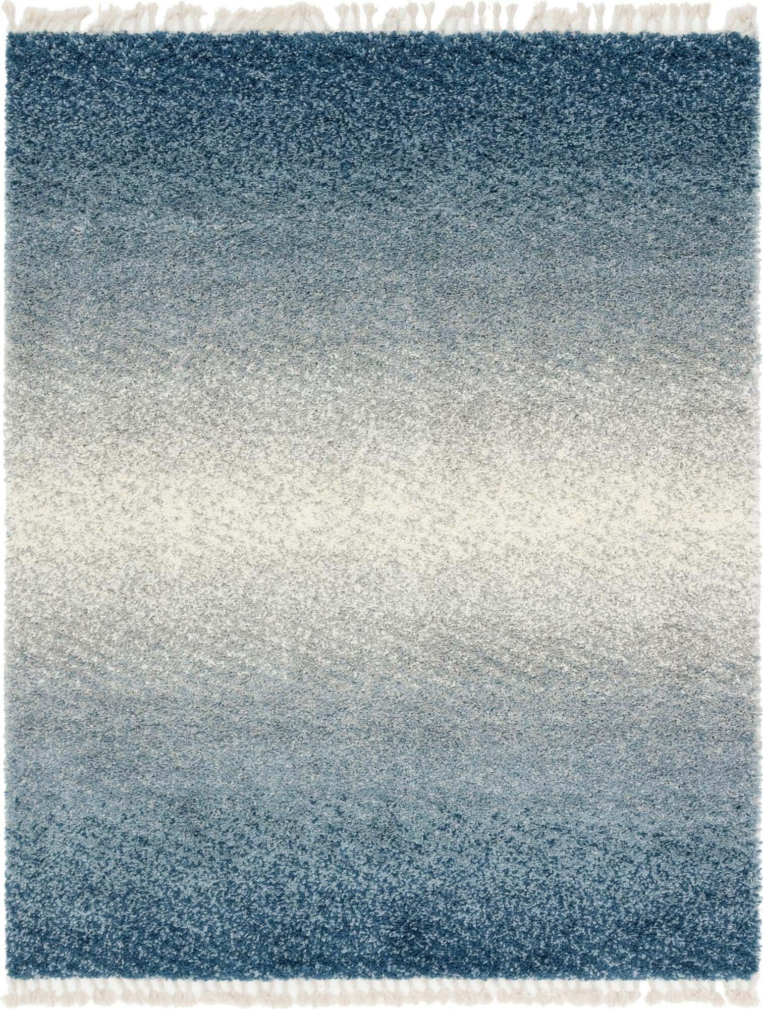 Unique Loom Indoor Rugs - Hygge Shag Gradient Rectangular 8x10 Rug Blue & Ivory