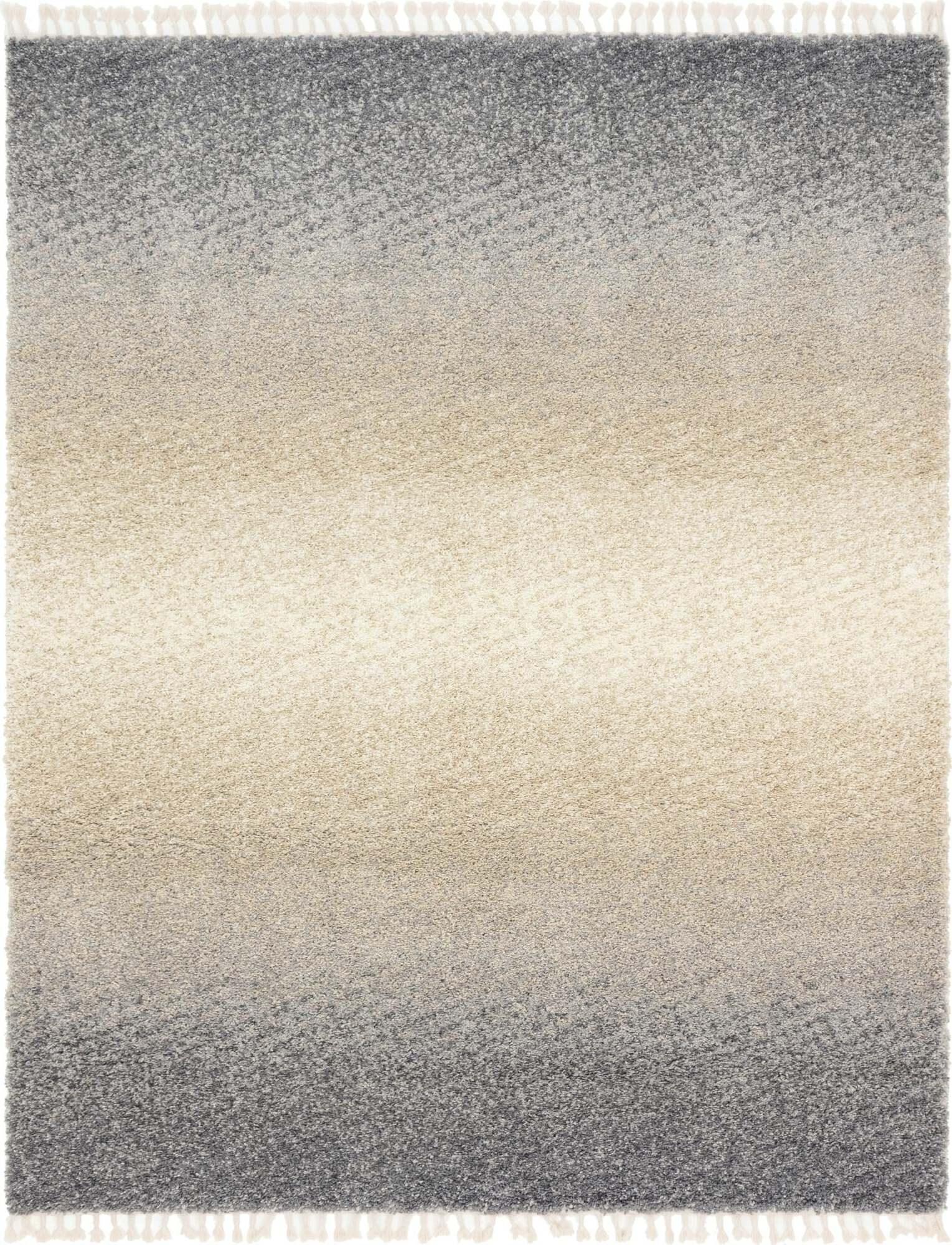 Unique Loom Indoor Rugs - Hygge Shag Gradient Rectangular 8x10 Rug Gray & Ivory