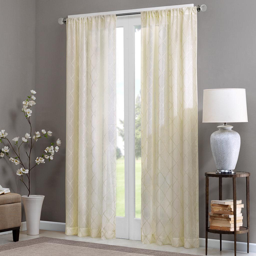 Olliix.com Curtains - Irina 84" Sheer Window Curtain Ivory