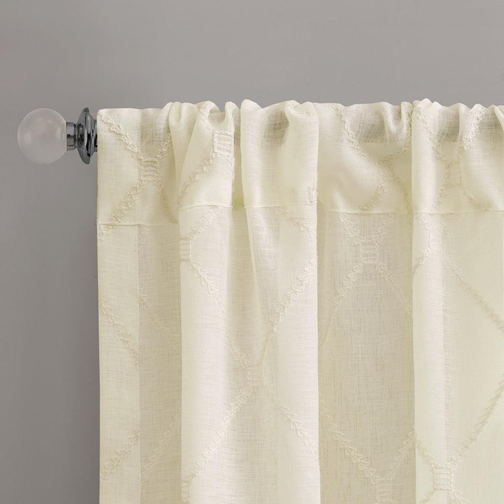 Olliix.com Curtains - Irina 84" Sheer Window Curtain Ivory