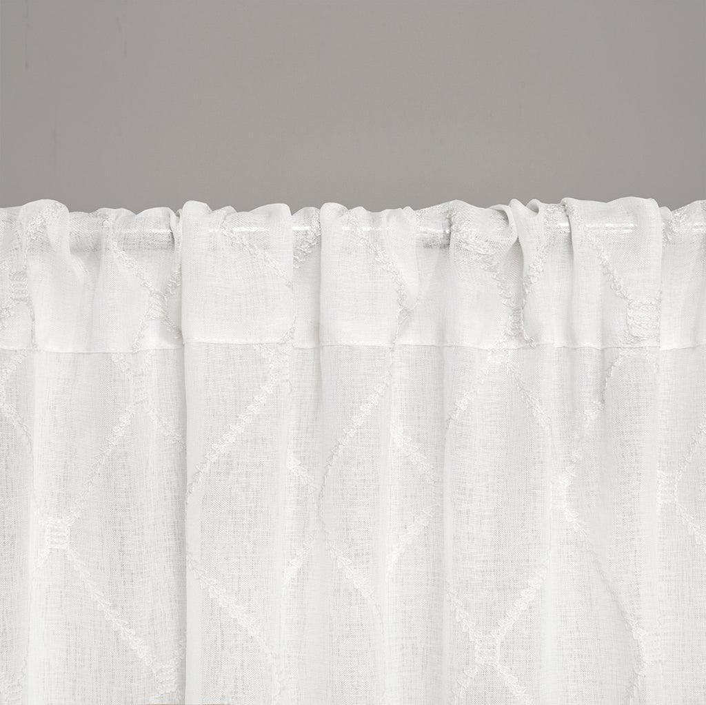 Olliix.com Curtains - Irina 95" Diamond Sheer Window Curtain White