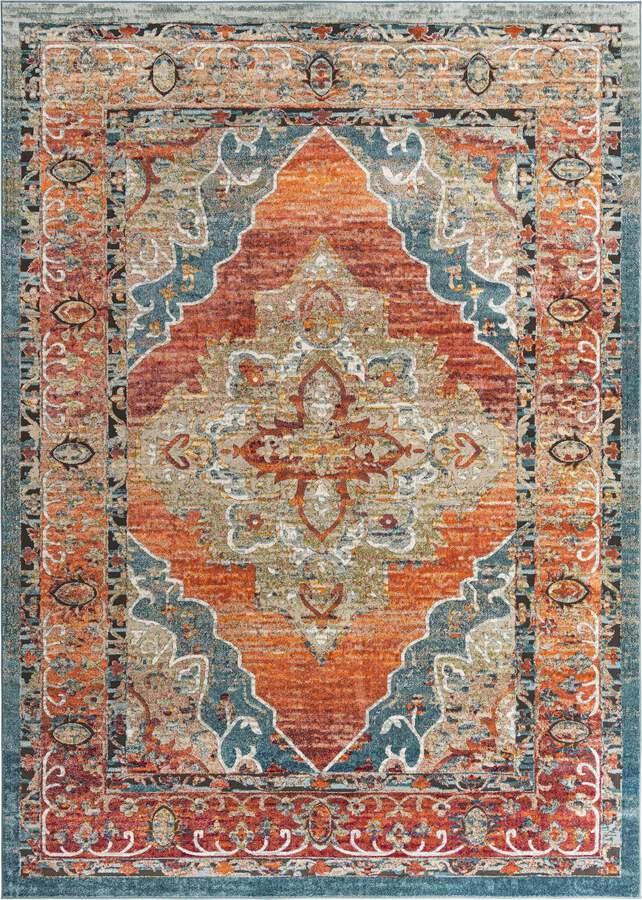 Unique Loom Indoor Rugs - Isabella Bohemian 10x14 Rectangular Rug Rust Red