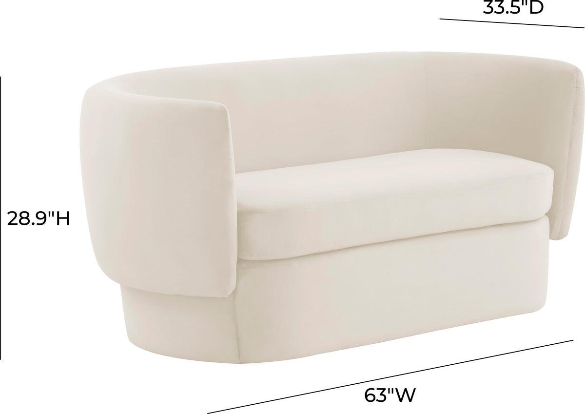 Tov Furniture Loveseats - Isabella Velvet Loveseat Cream