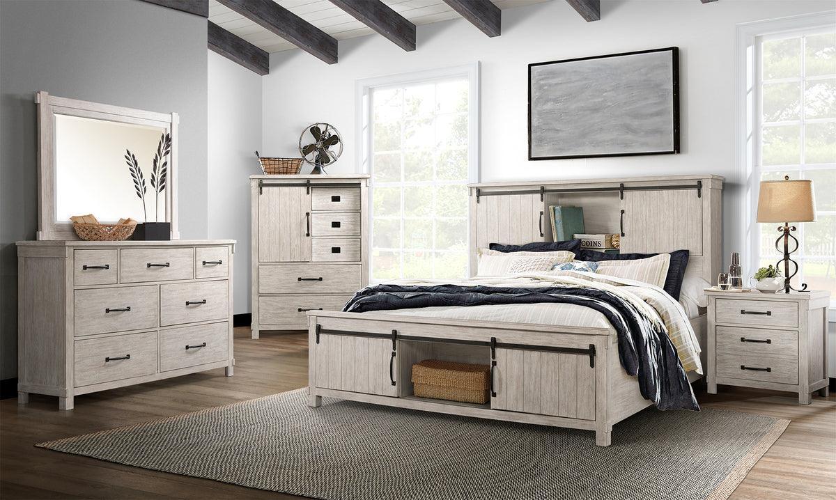 Elements Bedroom Sets - Jack King Platform Storage 4PC Bedroom Set White