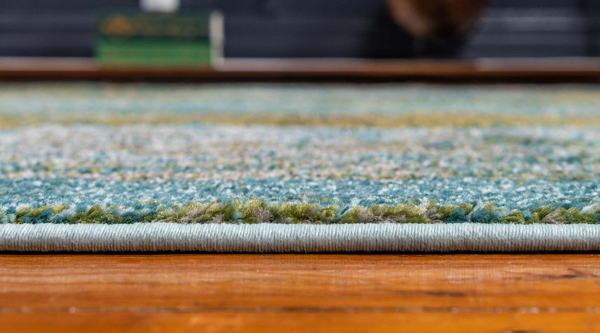 Unique Loom Indoor Rugs - Jardin Abstract Rectangular 9x12 Rug Turquoise & Gray