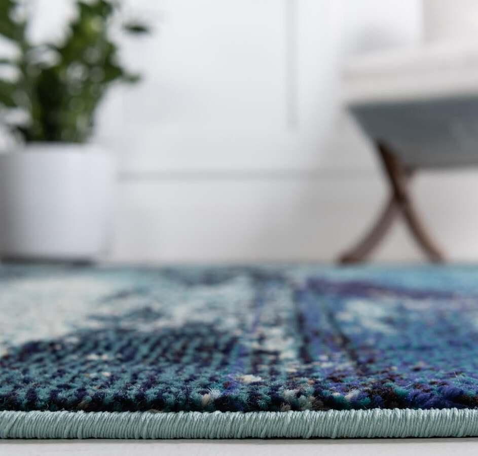 Unique Loom Indoor Rugs - Jardin Modern Palace Rectangular Rug Blue