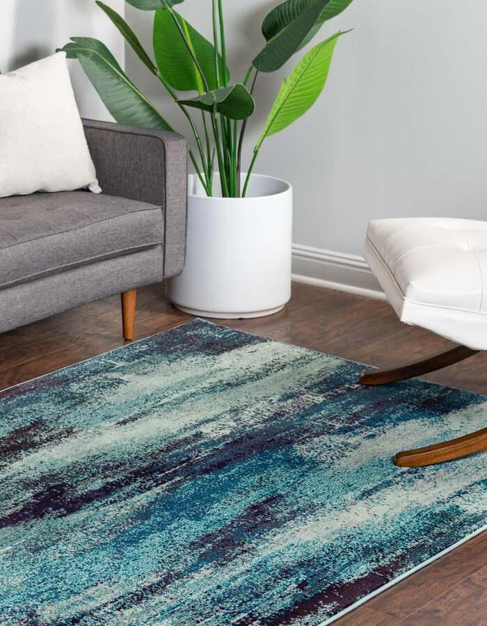 Unique Loom Indoor Rugs - Jardin Modern Palace Rectangular Rug Blue