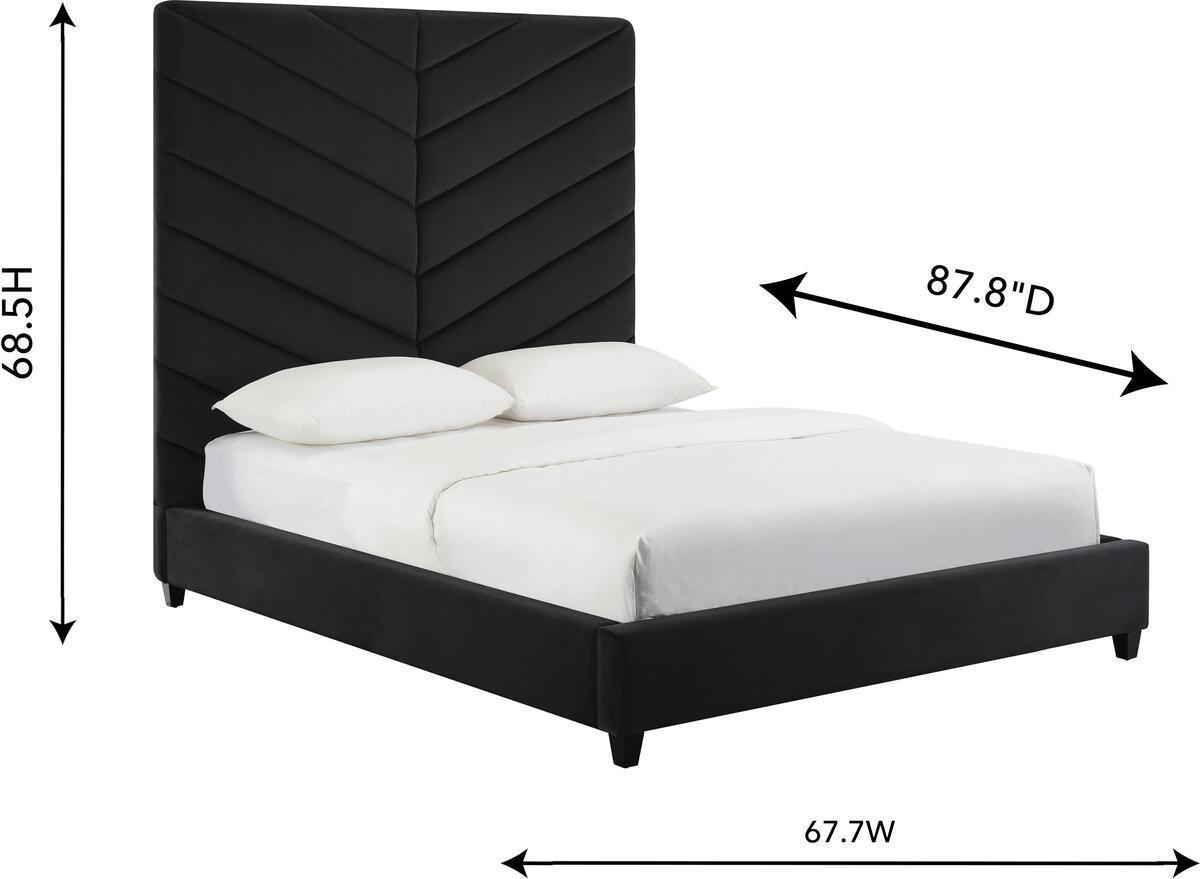 Tov Furniture Beds - Javan Black Velvet Bed in Queen