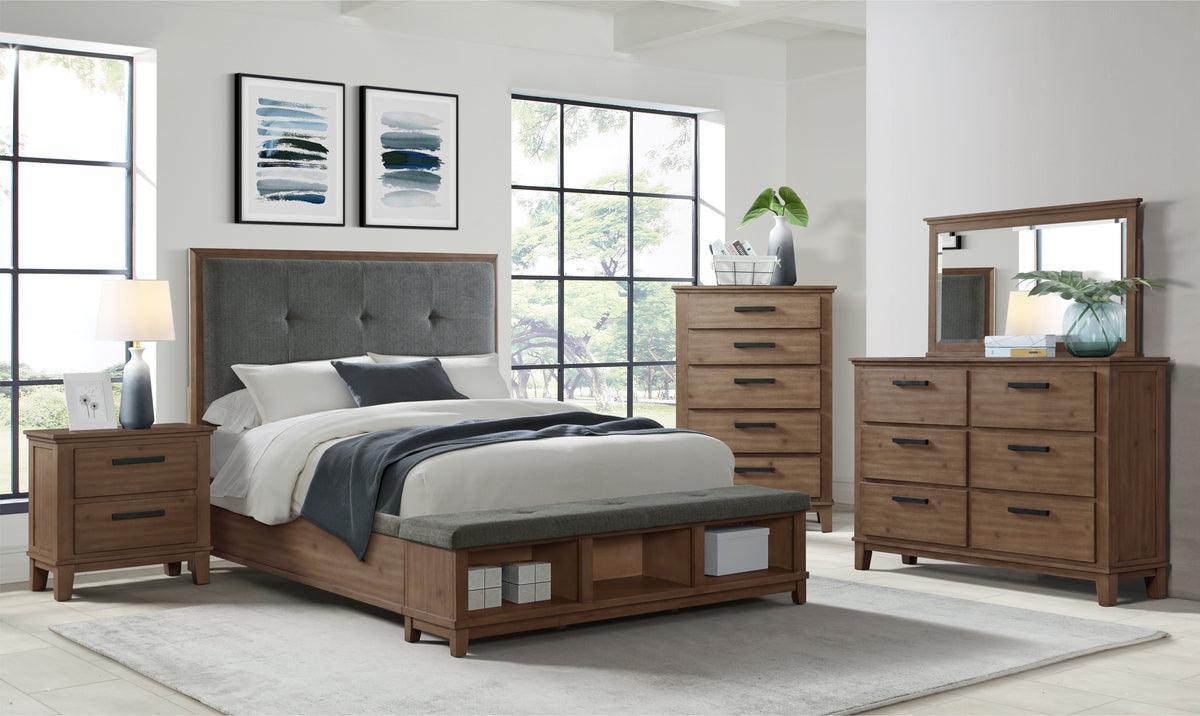 Elements Bedroom Sets - Jaxon 6-Drawer Dresser with Mirror in Grey