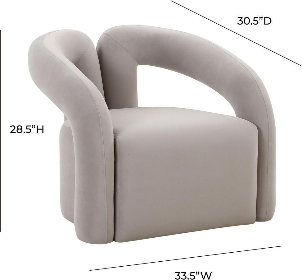 Tov Furniture Accent Chairs - Jenn Grey Velvet Accent Chair