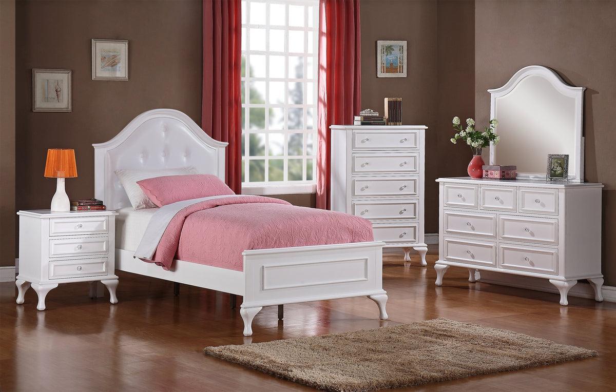 Elements Bedroom Sets - Jenna Twin Panel 3PC Bedroom Set White