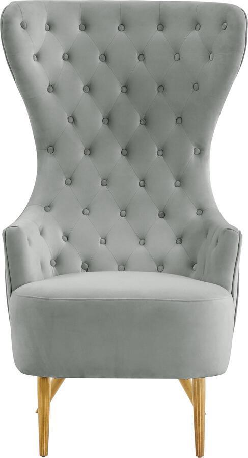 Shop Jezebel Grey Velvet Wingback Chair Accent Chairs CasaOne