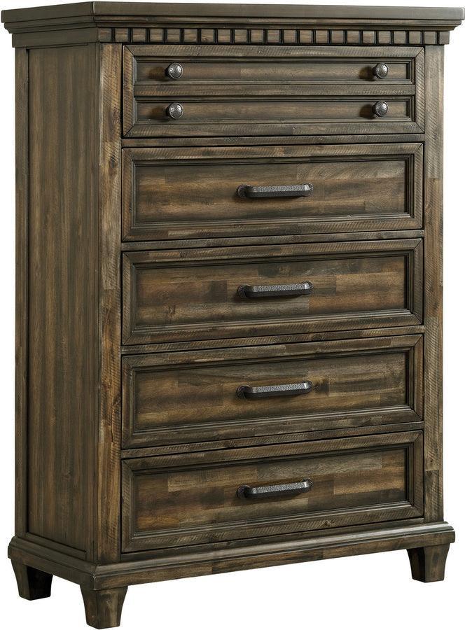 Elements Bedroom Sets - Johnny Queen Storage 3PC Bedroom Set Smokey Walnut