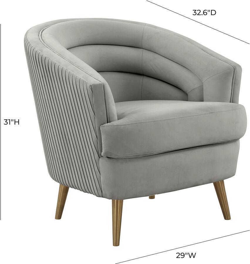 Tov Furniture Accent Chairs - Jules Light Grey Velvet Accent Chair