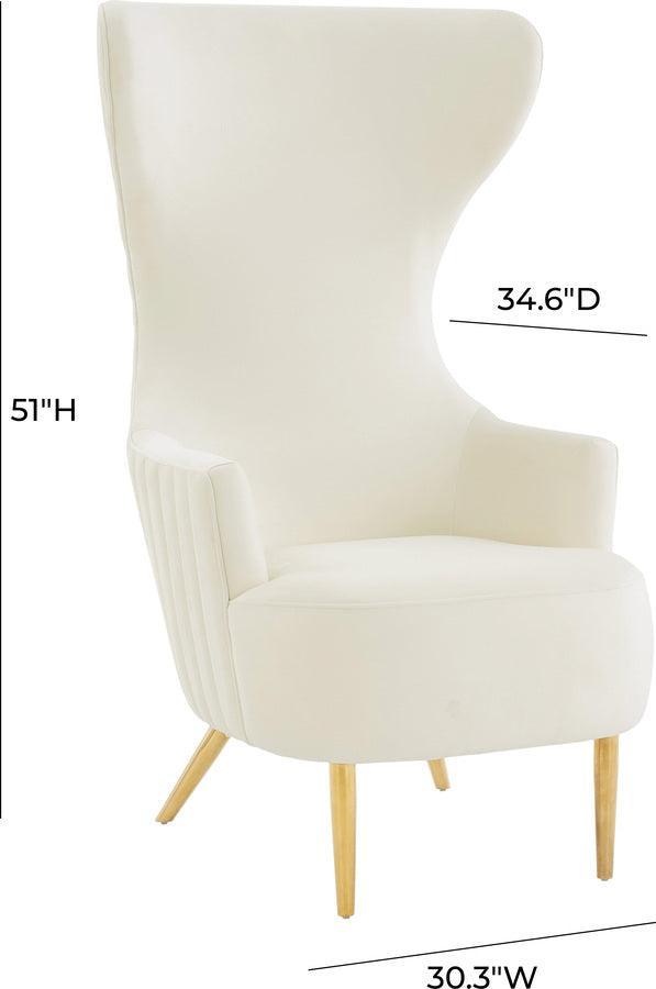 Tov Furniture Accent Chairs - Julia Cream Velvet Channel Tufted Wingback Chair