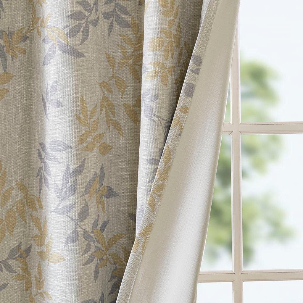 Olliix.com Curtains - Julie 84 H Printed Botanical Blackout Panel Yellow