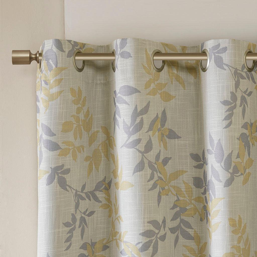 Olliix.com Curtains - Julie 95 H Printed Botanical Blackout Panel Yellow