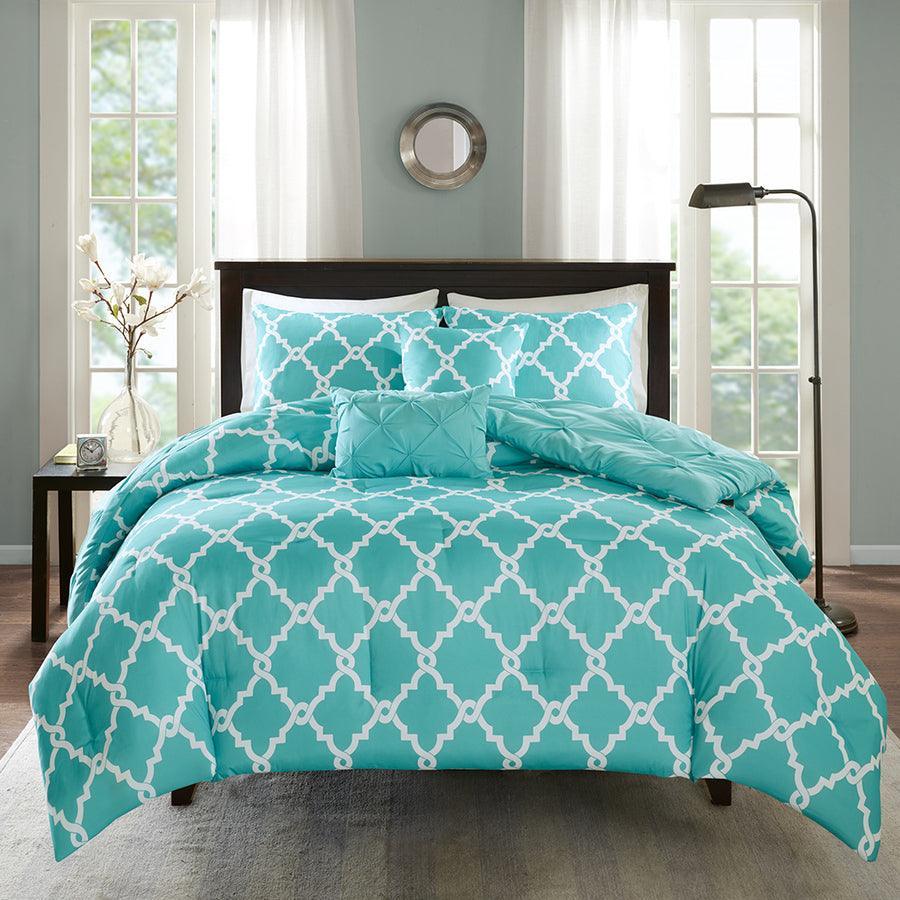 Shop Kasey 5 Piece Reversible Comforter Set Aqua