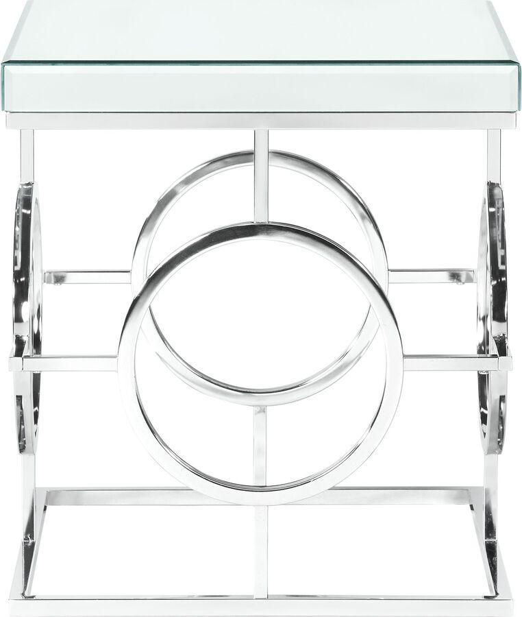 Elements Side & End Tables - Katie Square Mirrored End Table Chrome