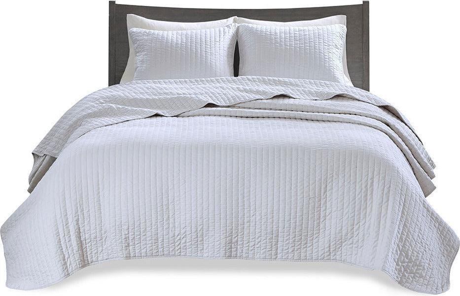 Olliix.com Comforters & Blankets - Keaton King Reversible Coverlet Set White