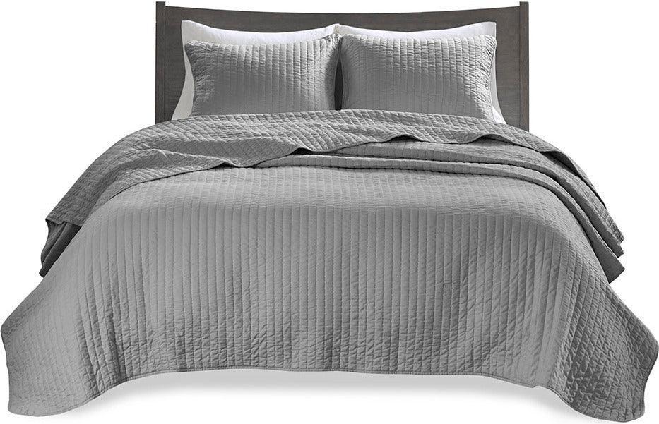 Olliix.com Comforters & Blankets - Keaton Twin/Twin XL 2-Piece Reversible Coverlet Set Gray