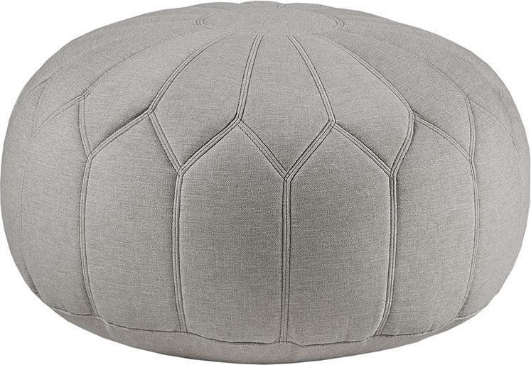 Olliix.com Ottomans & Stools - Kelsey Casual Round Pouf Ottoman 29.5"W x 29.5"D x 18"H Gray