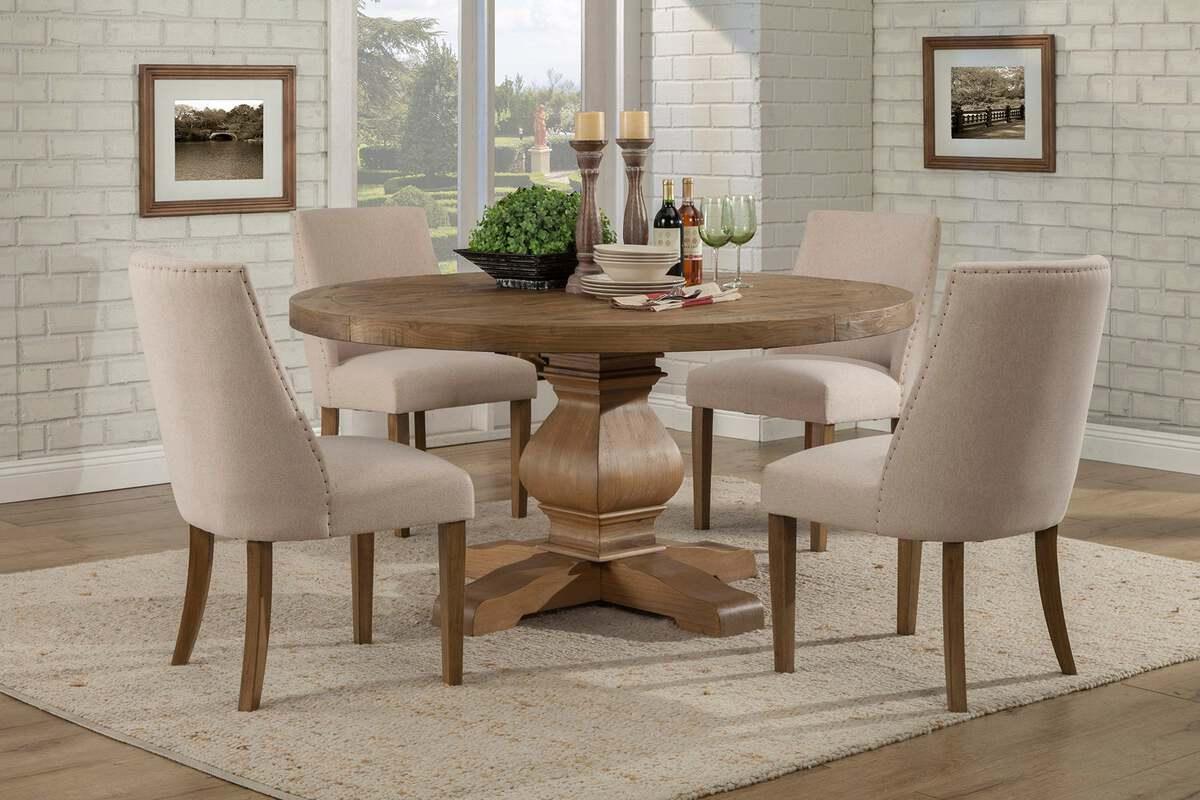 Alpine Furniture Dining Chairs - Kensington Set of 2 Upholstered Parson Chairs, Reclaimed Natural