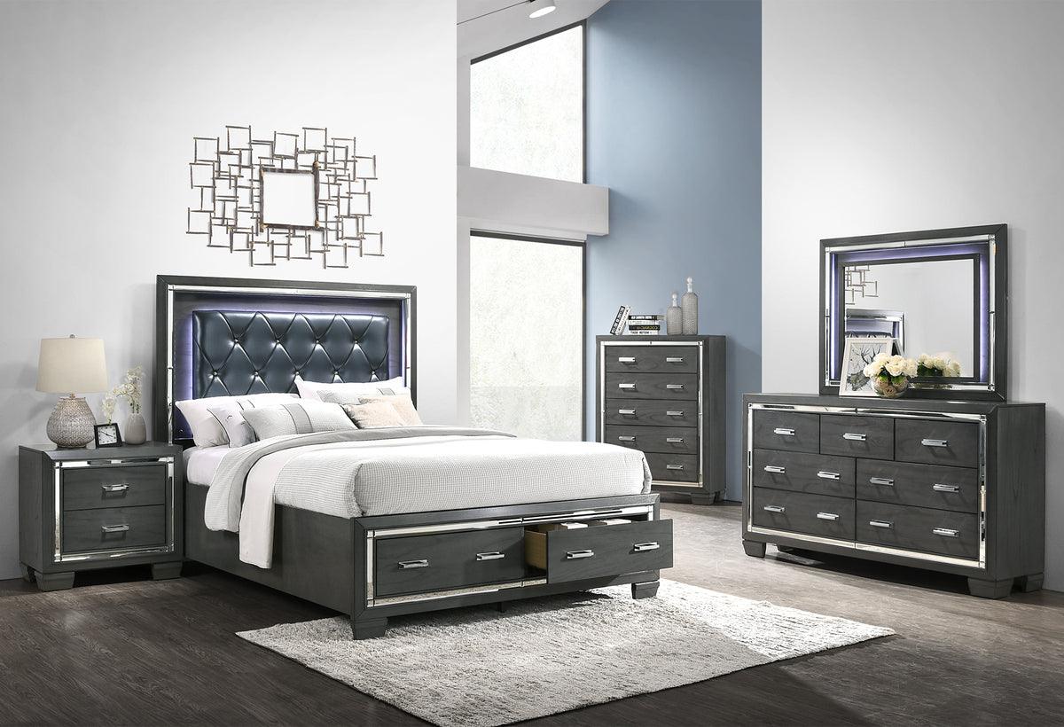 Elements Beds - Kenzie King Tufted Upholstered Storage Bed Gray