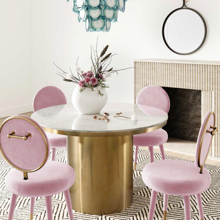 Tov Furniture Dining Chairs - Kylie Bubblegum Velvet Dining Chair