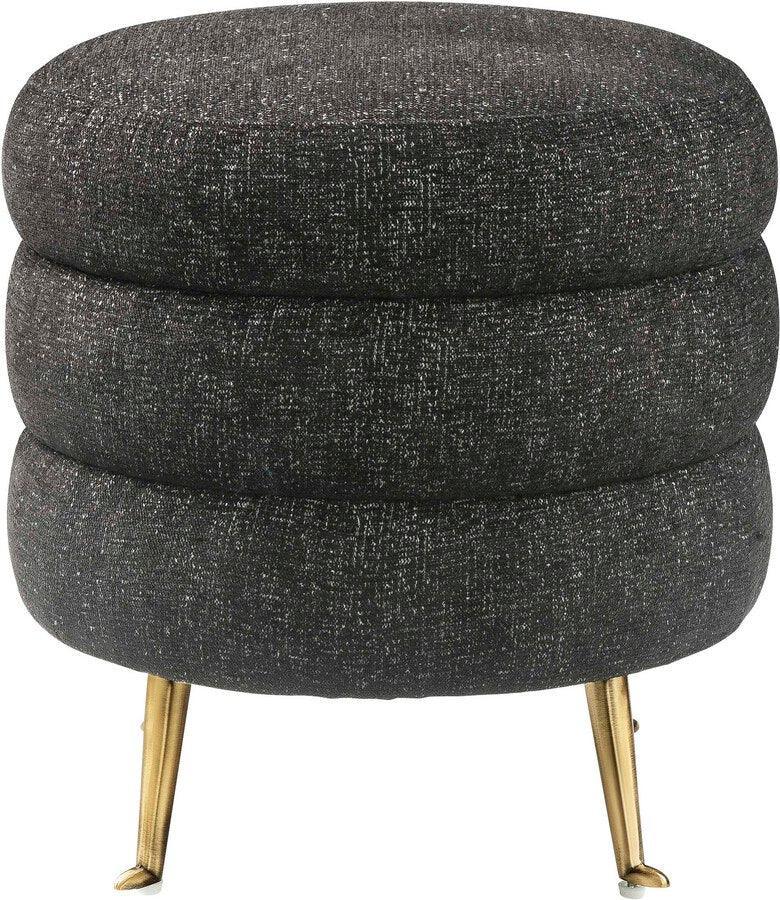 Tov Furniture Ottomans & Stools - Ladder Black Tweed Ottoman Black