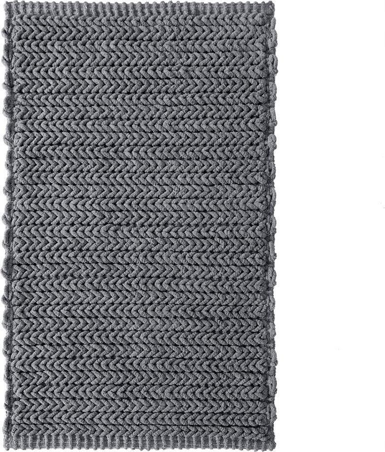 Madison Park Lasso 100% Cotton Chenille Chain Woven Stitch Bathroom Rug -  Non Slip - Absorbent, Quick Dry Bath Mat