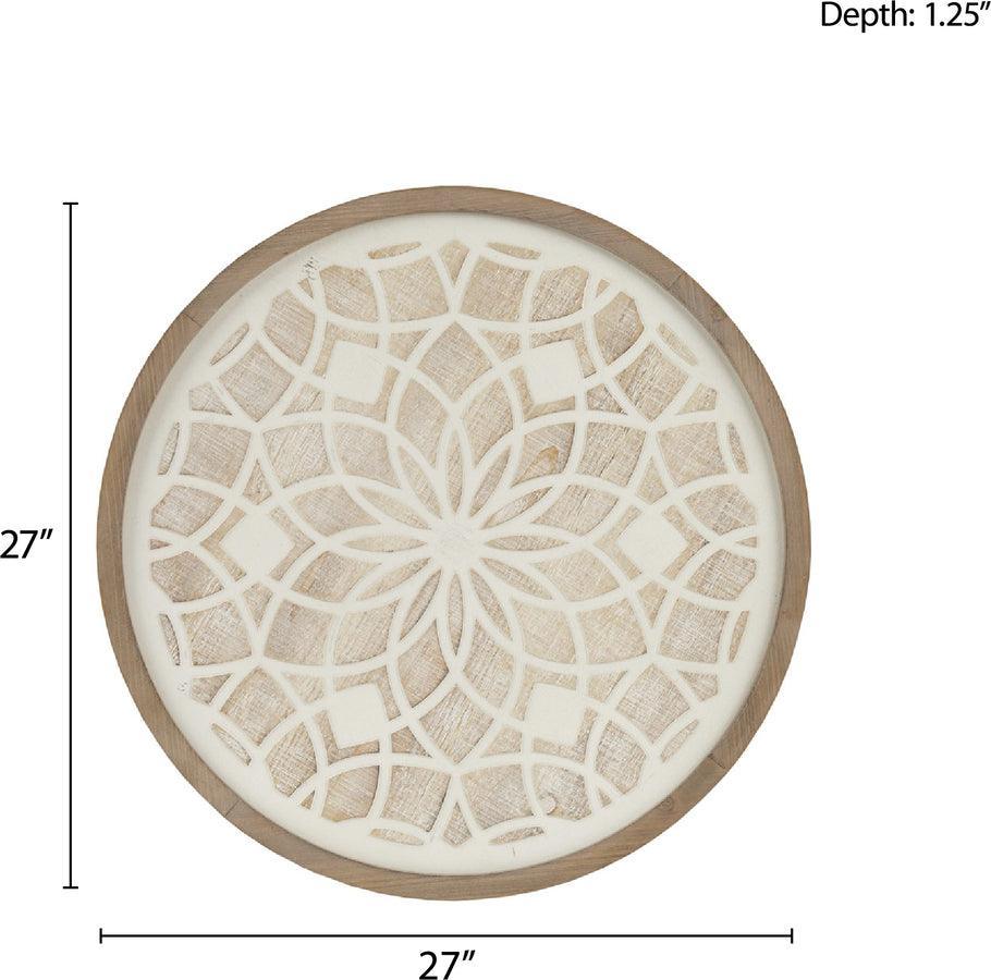 Olliix.com Wall Art - Leah Medallion Wood Wall Decor Natural & White