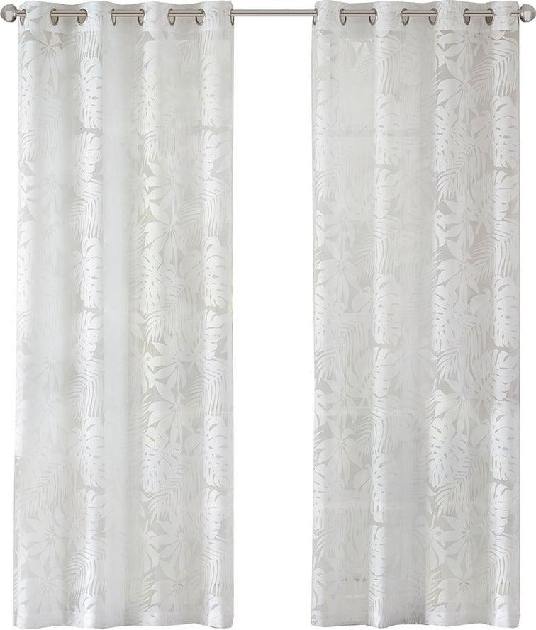 Shop Leilani 95 Palm Leaf Burnout Window Sheer White, Curtains